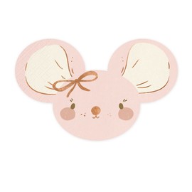 Napkins Mouse Mouse Cute Little Mouse Baby Shower Birthday Girl Boy Christening Napkins Children's Birthday Table Decoration Mouse Cream Pink