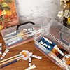 BTSKY 2 Pack Clear Plastic Painting Brush Container with Black