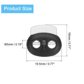 sourcing map 40Pcs 5mm Plastic Cord Locks Double Hole Spring Slider Toggles Clip End Stopper Fastener for Drawstrings Paracord Shoelace, Clear Black