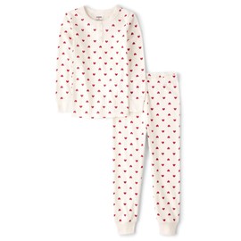 Gymboree,Gymmie Long Sleeve and Pant Cotton 2-Piece Pajama Sets, Big Kid, Toddler,Soft White Hearts,18-24 Months