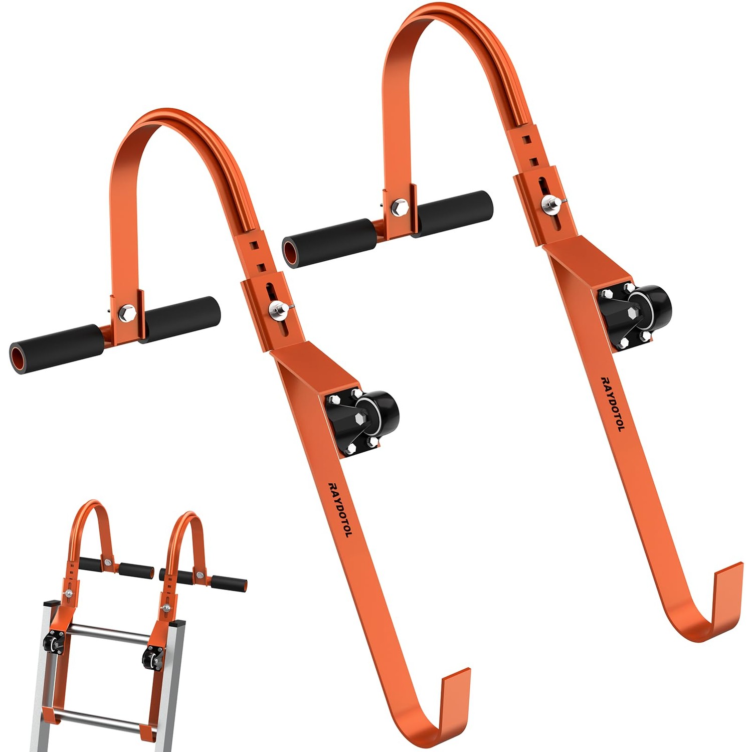 2 Pack Ladder Roof Hook with Wheel RAYDOTOL Heavy Duty Steel Ladder ...