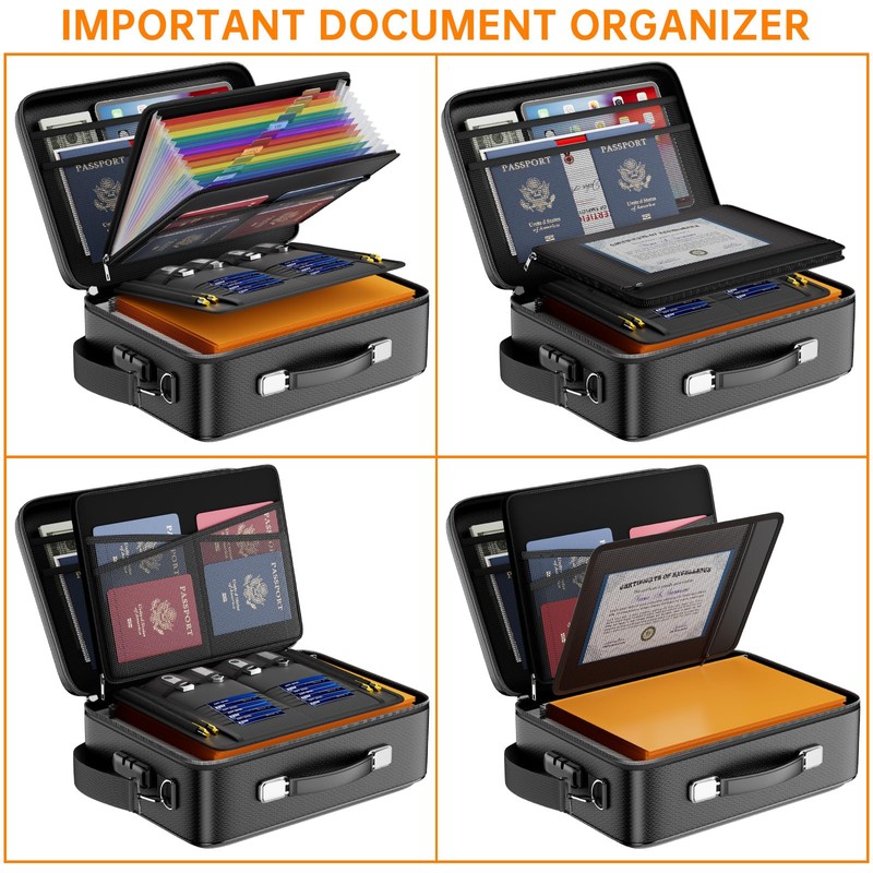 DocSafe Fireproof Document Box with Lock, Hard Case File Organizer