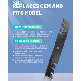 ACEBRI 48 '' Mulching Blades for Ferris Exmark 1520843 5020843 103-2527 48 inch Mower Blades for Gravely Ariens 00273000, 04919100, 04920600, 144Z, Zoom 1540 1640, for Bobcat: 03239, 112111-01, 3Pack
