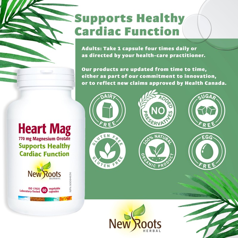 New Roots Herbal - Heart Mag, 770mg, 60 Capsules -