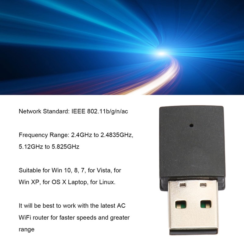 WiFi Dongle USB 2.0 2.4G 5G Dual Band 600Mbps Signal
