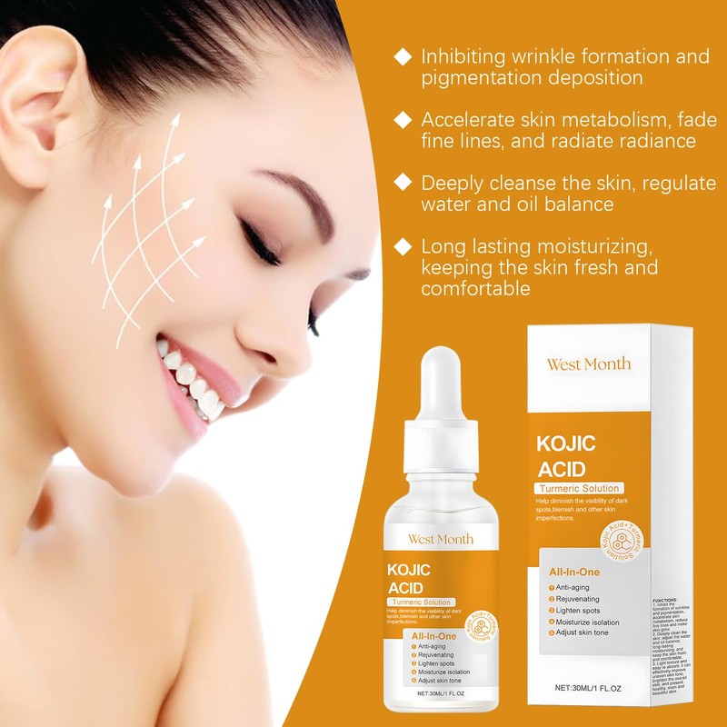 Kojic Acid Face Serum, Dark Spots Correcting Glow Serum, Turmeric