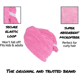 Turbie Twist Super Absorbent Microfiber Hair Towel Wrap AS SEEN ON TV (2 Pack) (Light Pink-Dark Pink)