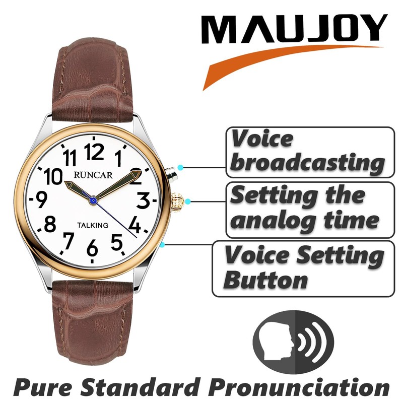 MAUJOY British English Talking Watch for Women,Big and Loud Sound,