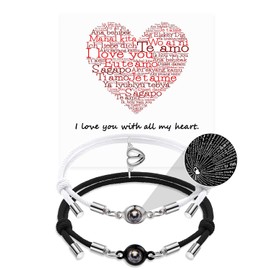 QianSiLi Valentines Gifts for Him Her Matching Bracelets for Couples Boyfriend Girlfriend Gifts Long Distance Bracelets Couple Valentine Gift for Him Her Boyfriend Girlfriend Gift Birthday Valentine