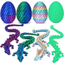 3D Printed Dragon Egg,Dragon Eggs with Dragon Inside,Crystal Dragon Fidget Toys,Full Articulated Dragon Dragon in Egg,Adults Fidget Toys for Autism ADHD (4PCS2)