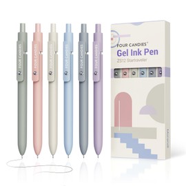 Four Candies Gel Pens, 6 Pcs 0.5mm Quick Dry Black Ink Pens Fine Point Smooth Writing, High-End Series Unique Pens, School Office Home Supplies Pretty Girl Cute Pens, Gifts for Women(Morandi)