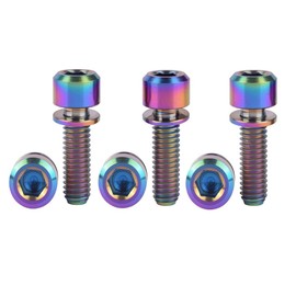 VAMUOEFL 6Pcs Titanium Bolt M5x16 18 20mm Allen Hex Bicycle Screws with Washer for Mountain Bike Stem Parts (Colorful, M5X20mm)