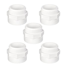 TALEGEN 5 Pack 2" PVC Fittings, 2 inch NPT Male PVC Pipe Adapter (Socket x NPT Male Thread), 2" PVC Coupling Pipe Connector Slip for Water Pipe, Swimming Pool & Outdoor Plumbing, White Schedule SCH 40
