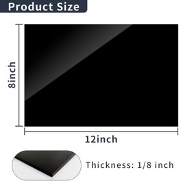 Gdhwxcl 1/8 Thick 8 x 12 inch Acrylic Sheets - 2 Pack Plexiglass Sheets for Creative DIY Projects Laser Cutting Engraving UV Printed Signs Crafts Badges - Black