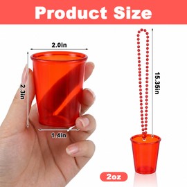 48 Pack Plastic Shot Glass Necklaces Party Favors 6 Colors,2Oz
