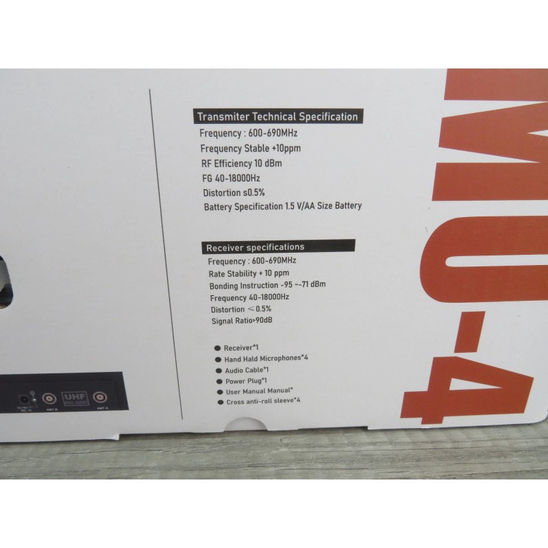 Exoton MU-4 Professional 4 Channel UHF Wireless Microphone System Rack