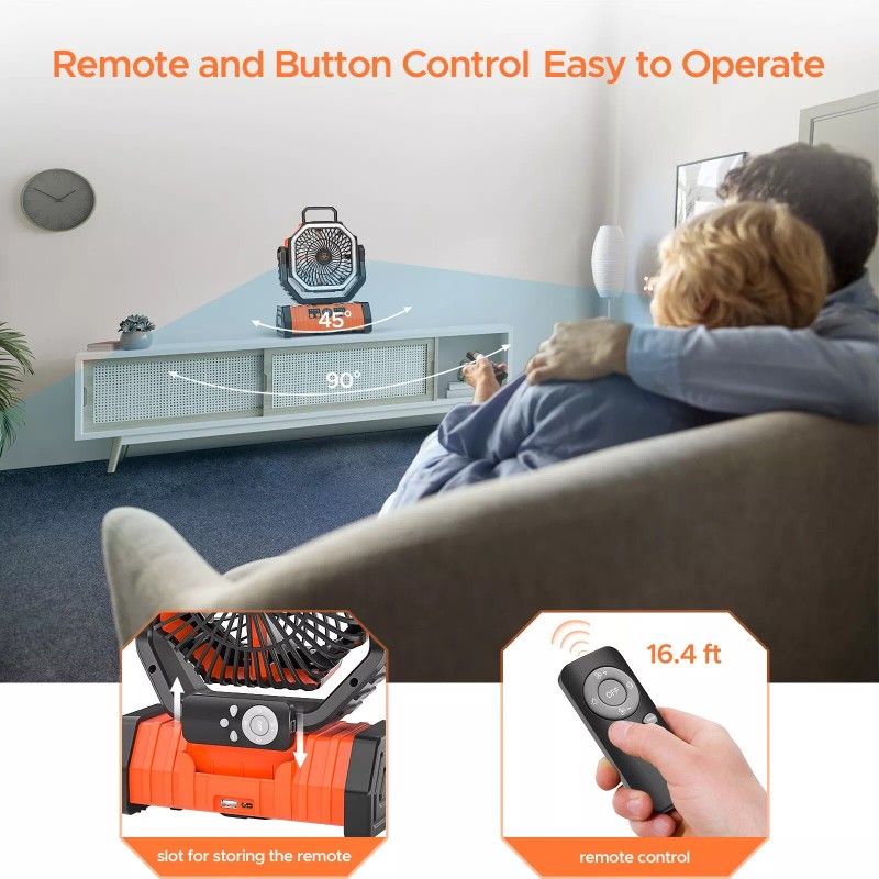 Neofeel Rechargeable Fan with LED Lantern, 20000mAh Oscillating Battery Operated