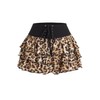 Verdusa Women's Leopard Print Tiered Layered Ruffle Mini Skirt Lace