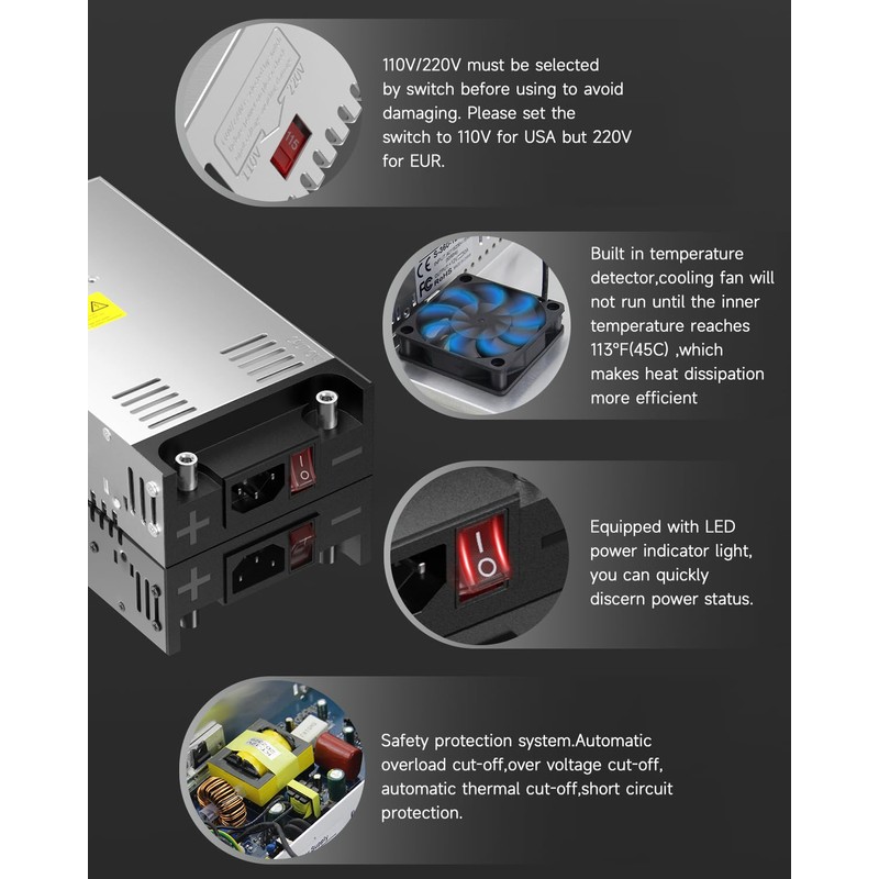 ALITOVE 5V 60A Power Supply 300W AC to DC Converter