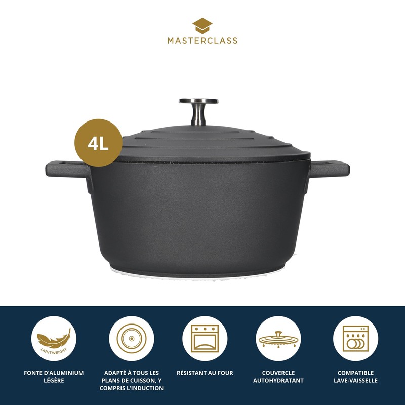 masterclass Cast Aluminium Induction-Safe Non-Stick Casserole Dish, 4 L (7