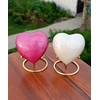 Pretty Set of 2 Pink and White Heart Keepsake Mini