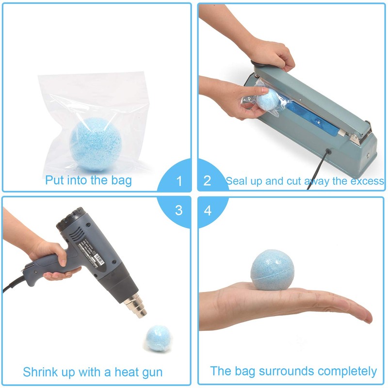 LazyMe Shrink Wrap Bags, 4 x 4 inch, PVC Heat