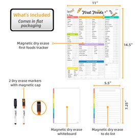 Newborn Baby or Toddler First Foods Tracker Whiteboard-Magnetic Dry Erase Daily Food Log-Reusable Daily Planner Chart to Log Feeding Food/Food Checklist/to-Do List - for New Parents,Nanny, Babysitter