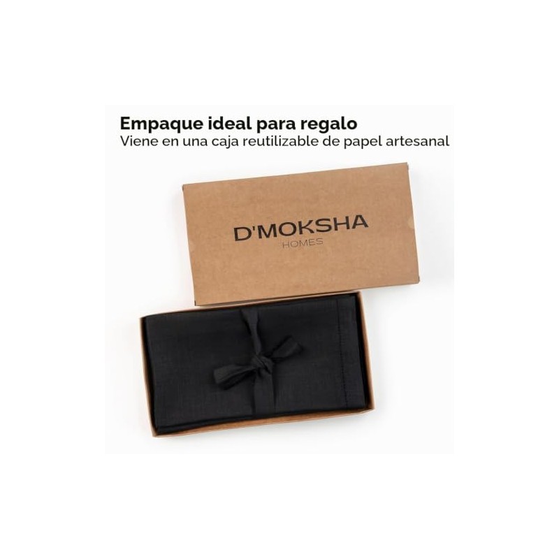 Signature Linen™ de D'Moksha, 100% Lino Puro Negro Servilletas Juego