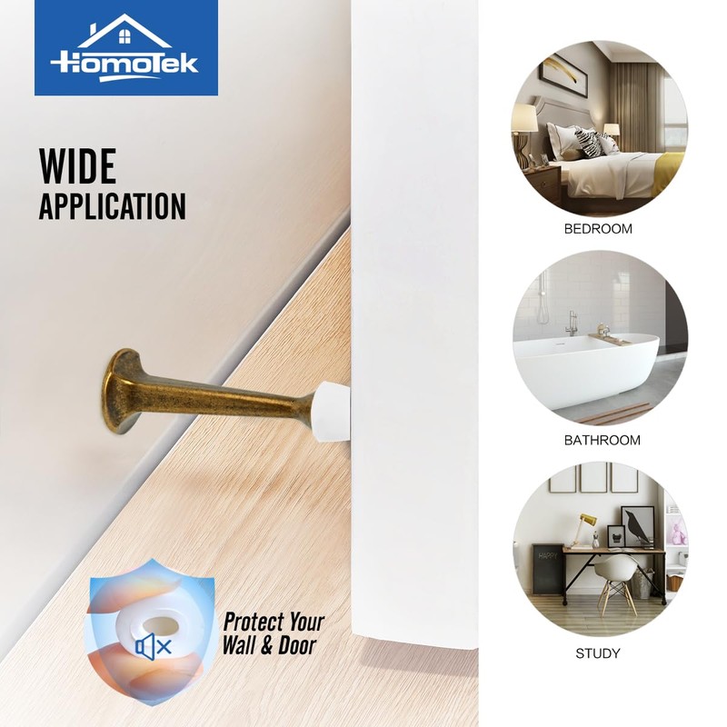 HOMOTEK 8 Pack Heavy Duty Solid Rigid Door Stop with