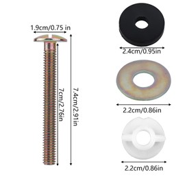 BOXOB 4pcs Toilet Seat Screws Replacement Kit, Heavy Duty Universal Top Mount Hinge Bolts Toilet Seat Fastener with Plastic Nuts Metal Rubber Washers for Secure Fit
