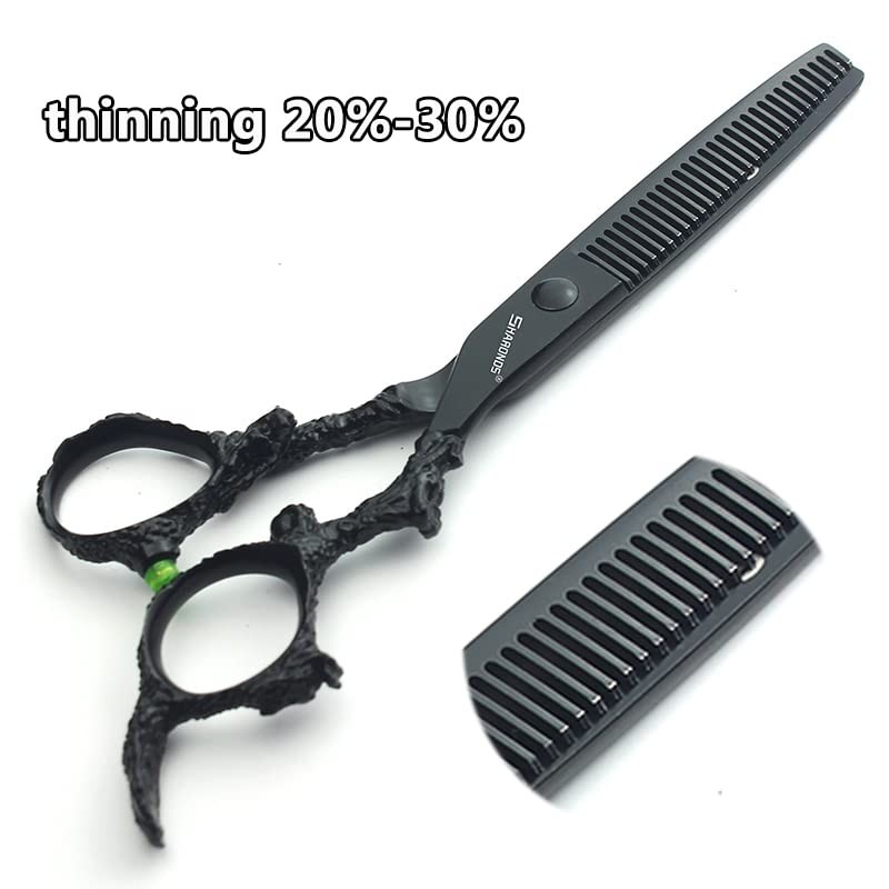 6 inch hair stylist barber scissors black plate dragon 440C