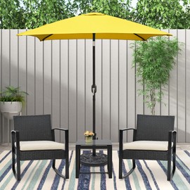 MAYPEX 6.5 Ft Patio Umbrella with Tilt and Crank Square Beach Umbrella Weather Resistant Durable 6 Sturdy Steel Ribs Market Umbrella Outdoor Patio, Yellow
