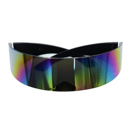 Sarini Futuristic Narrow Cyclops Silver Color Mirrored Lens Visor Sunglasses Fancy Dress Costume