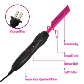 Electric Hot Comb Hair Straightener Electrical Straightening Comb Curling Iron for Natural Black Hair Wigs Pressing Combs with Lace Glue Hair Wax Stick Edge Control Set