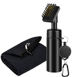 VIPMOON Golf Club Cleaning kit, Golf Water Brush&Golf Towel, Bristles Head, Wide Cleaning Coverage, Anti-Leak Reservoir Tube, Squeeze Bottle for Easy Cleaning - 8.7 Inches, Holds 5 Ounces of Water