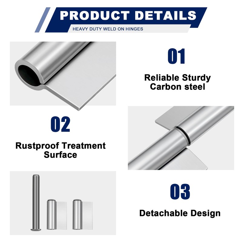 NAUTYKIKS 4 Pack Weld On Lift Off Hinges, 3-1/4" Heavy