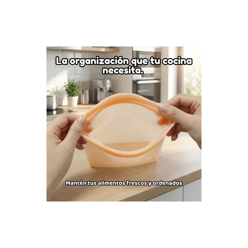 Bolsa Silicona Reutilizable Grado Alimenticio Libre Bpa 2p F