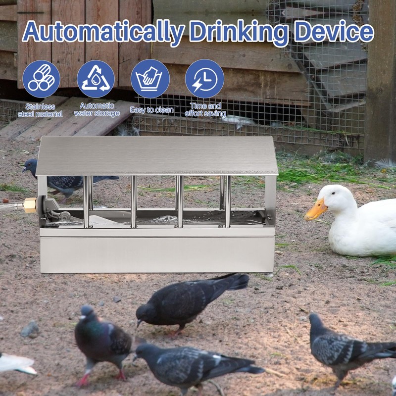 Automatic Chicken Waterer Stainless Steel Large Metal Chicken Waterer System