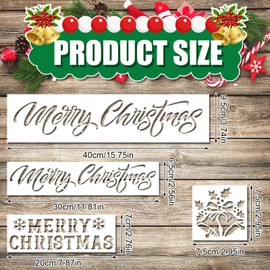 21pcs Christmas Stencils, Plastic Merry Christmas Stencil Reusable Vintage Xmas Stencils for Painting on Wood Reindeer Christmas Tree Santa Claus Holiday Drawing Template for Door Mat Window