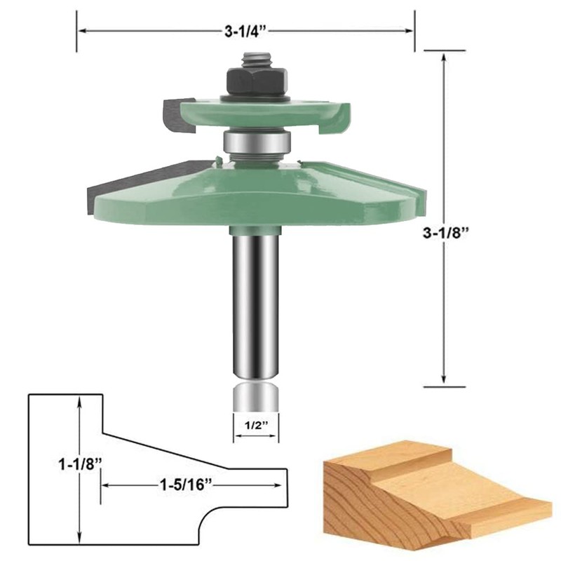 OLETBE 3 PCS Router Bit Set, 1/2-Inch Shank Round Over