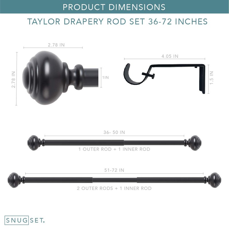Curtain Rod, Quick Easy Installation, No Tools Option, 1" Diameter,