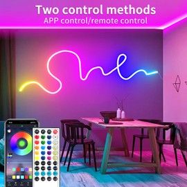 segrass 132Ft Neon Rope Lights,Flexible Led Rope Light Control with App/Remote,Multiple Mode Rope Lights,IP65 Outdoor RGB Led Neon Lights Waterproof,Music Sync Gaming Led Neon Light Strip for Bedroom