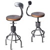 LOKKHAN Set of 2 Rustic Industrial Bar Stool-24-30 Adjustable Metal