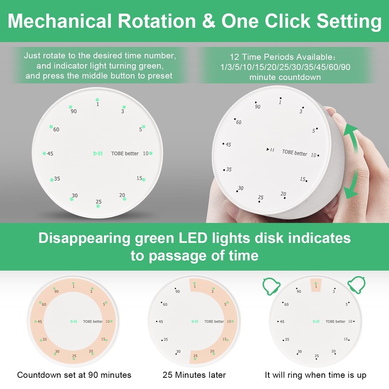 Visual Timer for Children, 90 Minute Countdown Timer LED for