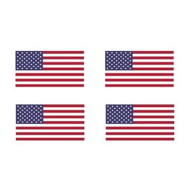 Set of 4 x USA Flag Iron on Screen Print Fabric Applique Machine Washable Transfer United States