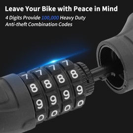 BULLSPANN 120 cm Universal Security Bicycle Lock, Rustproof Bicycle Cable Lock with 4-Digit Combination Code for Road Bike, Mountain Bike, Electric Bicycle, Black