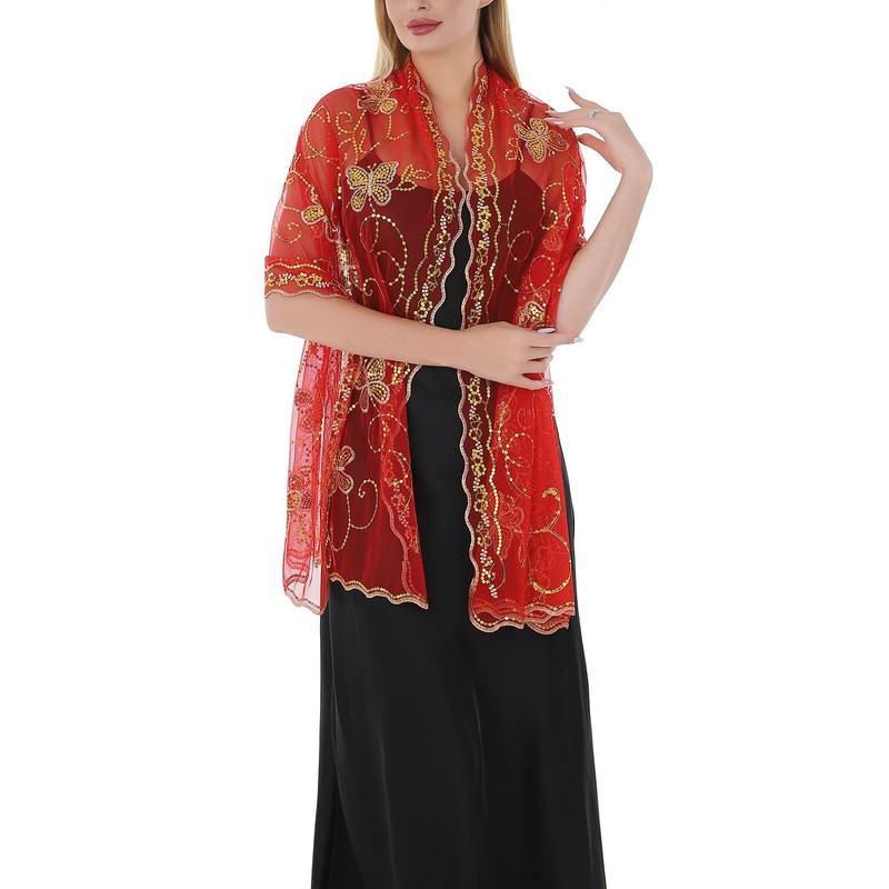 EOYDVO Women's Scarf Glittery Butterfly Sequins Formal Cape Travel Office