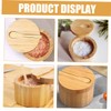 STOBAZA Multi-Function Wooden Salt Box Magnetic Lid Seasoning Canister Kitchen