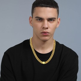 Thick Gold Chain Necklace 18inch Chain Choker Cuban Link Chain Chunky Gold Chain Necklace