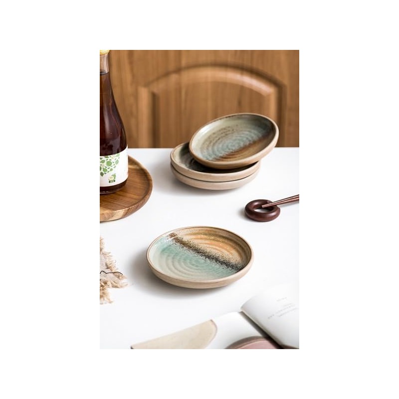 UNICASA Appetizer Plates,Dessert Plates Ceramic,5 inch Dipping Dish,Set of 4,Japanese